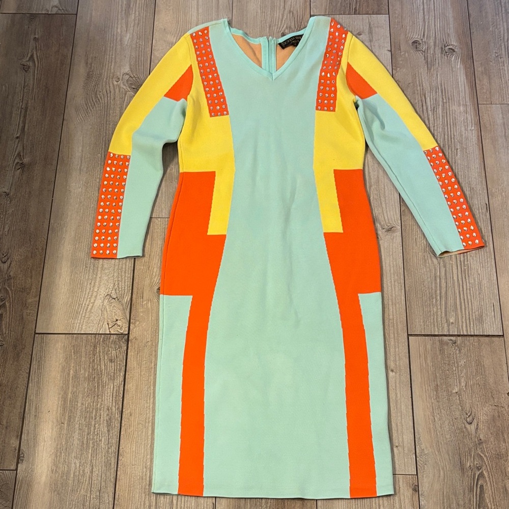 Donna Vinci Knits Size 12 Colorful Womens Geometric Pattern Dress